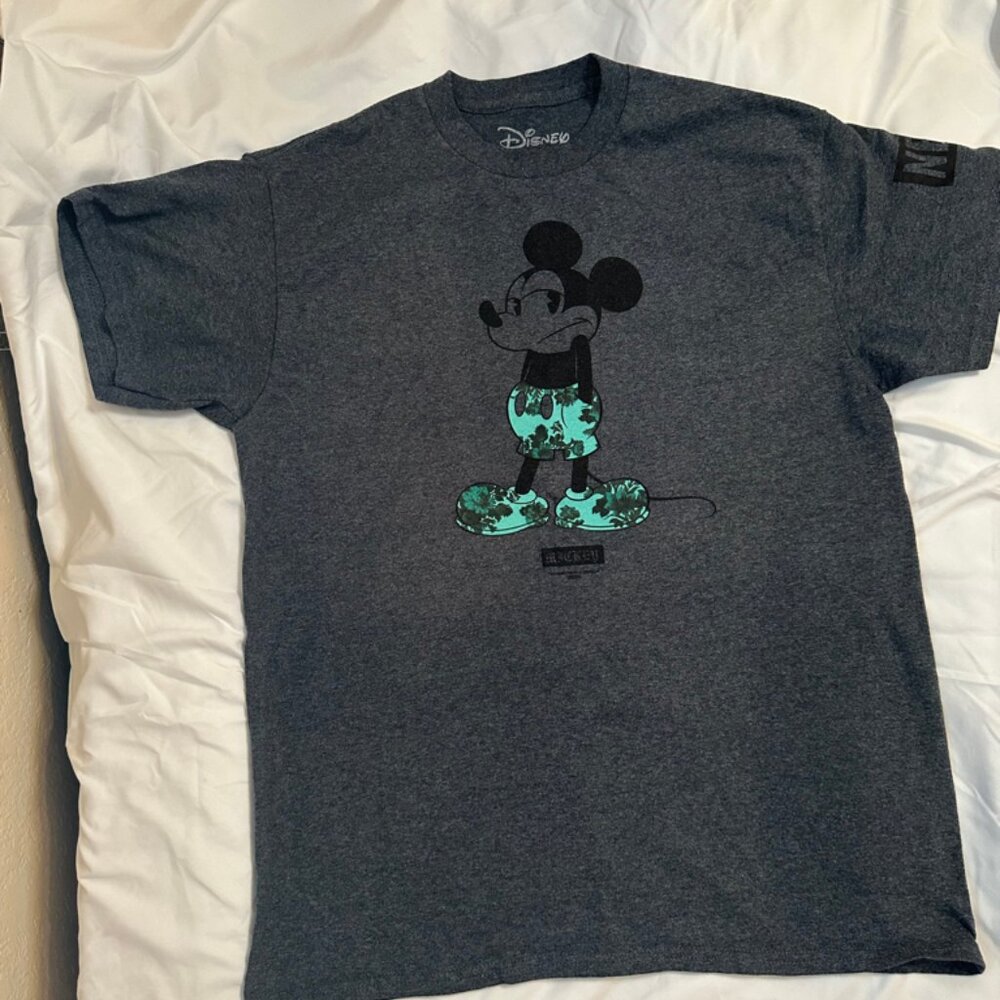 Neff X Disney Mickey Mouse Tropical Hipster Graphic T-Shirt Men's M Gray